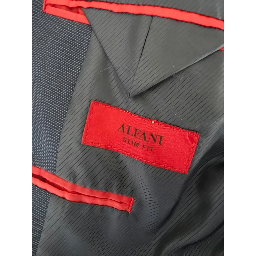 Alfani Blazer Jacket Mens‎ 46L Blue Sports Coat Slim Fit 2 Buttons Rayon Blend